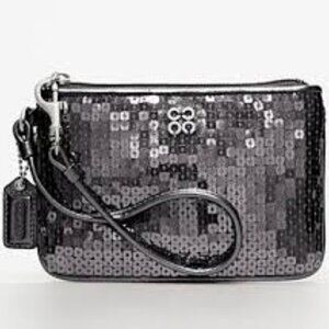 Coach Julia Sequin Gunmetal Purple Wristlet EUC No Call Outs NWOT